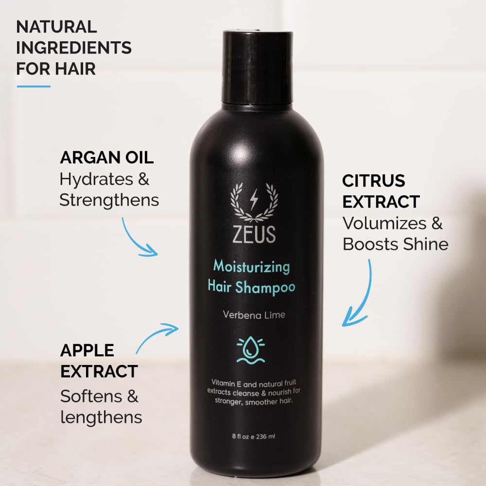ZEUS shampoo ingredients close-up highlighting natural fruit extracts for scalp refresh.