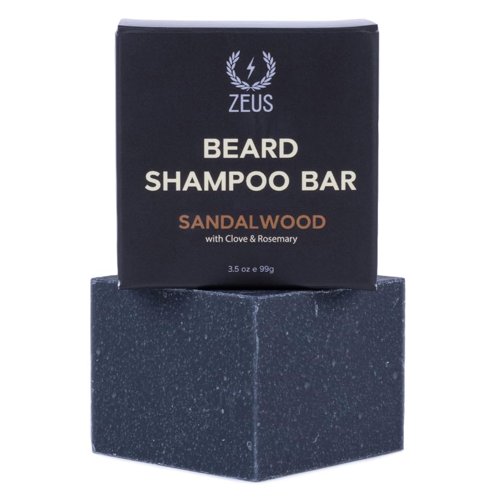 ZEUS Beard Wash Bar bottle pour highlights hydrating formula for daily beard care.