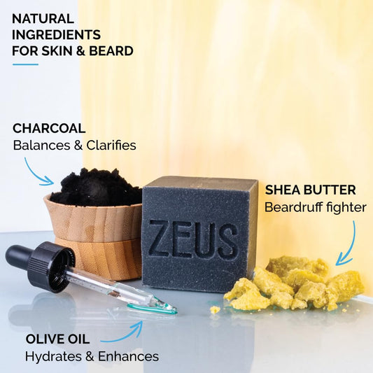 ZEUS Beard Wash Bar provides charcoal-powered hydration for skin
