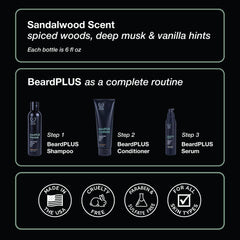 ZEUS BeardPLUS Shampoo USA-made bottle signals quality and reliability.