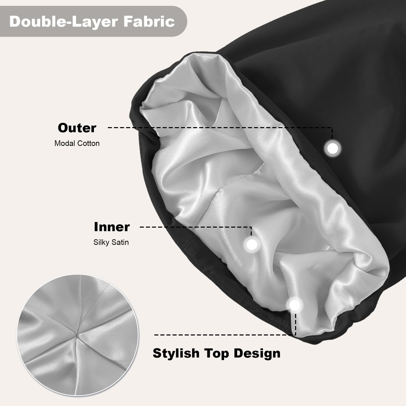 ZHENSILK all-hair-types bonnet supports curly, braided, and straight styles for daily wear.