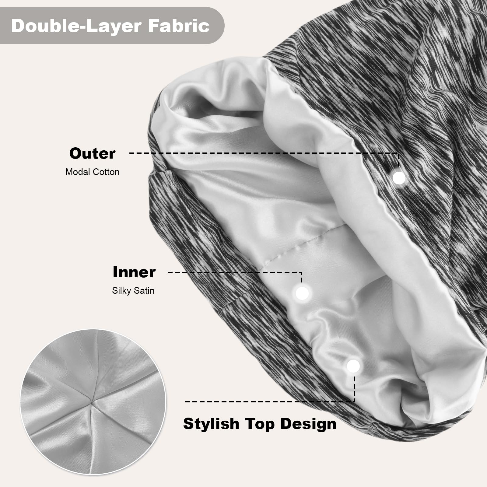ZHENSILK bonnet suitable for curly hair and braids