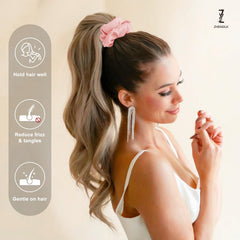 ZHENSILK silk scrunchies pink ponytail, adds elegant volume with smooth surface