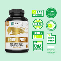 Zhou Hairfluence capsules for daily use supporting hair and nails.