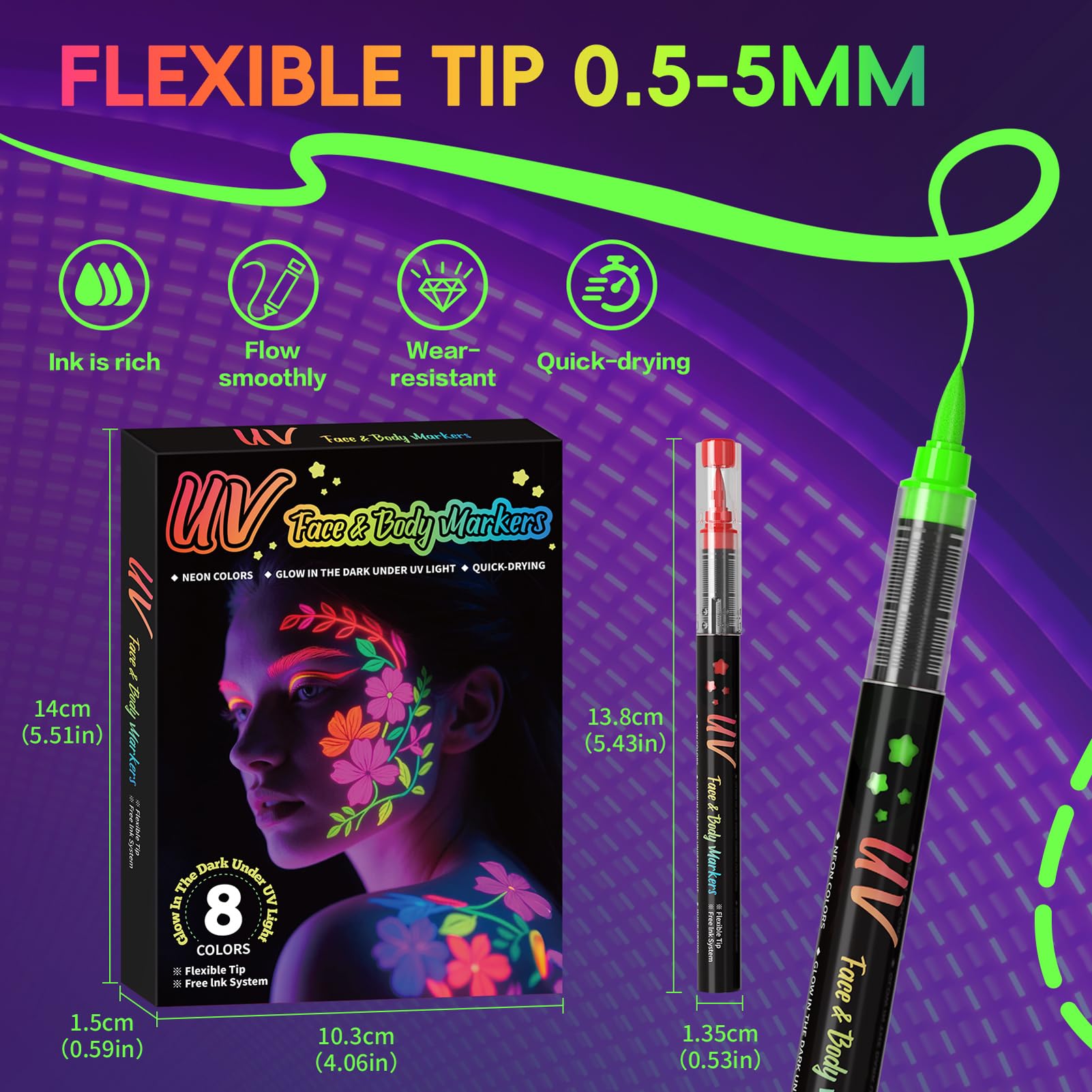 Zijimyyl neon markers pack image showing multi-color glow set.