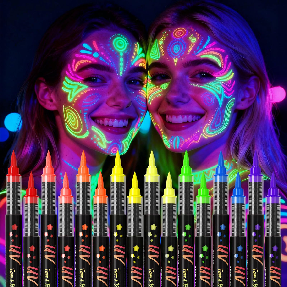 Zijimyyl neon pink marker for UV glow eyes and party accents.