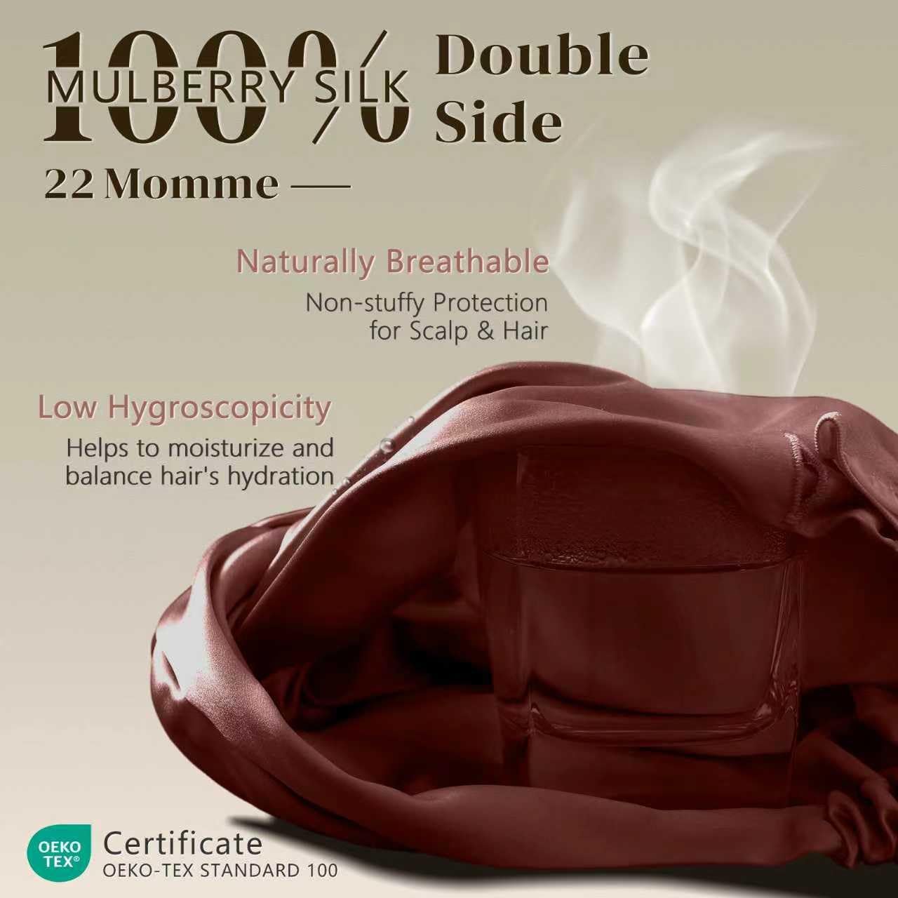 ZIMASILK bonnet with adjustable elastic band for secure fit