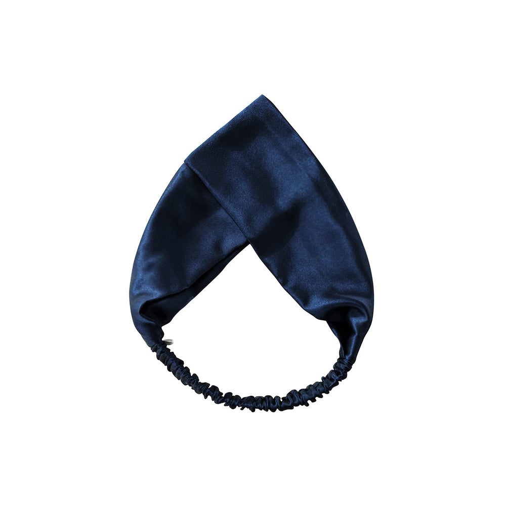 ZIMASILK navy blue silk headband with soft mulberry silk for everyday wear