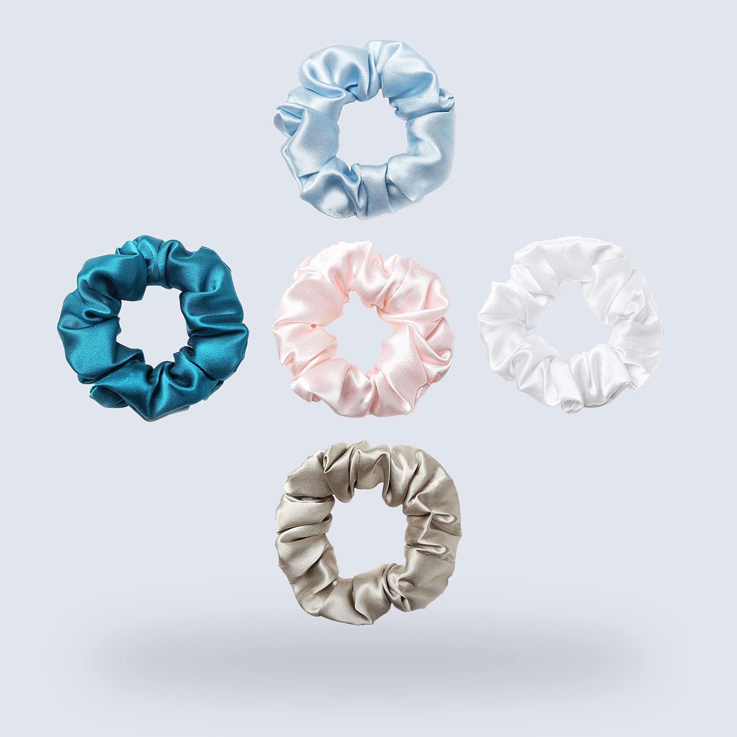 ZIMASILK silk hair scrunchies light blue with gentle hold and reduced snagging