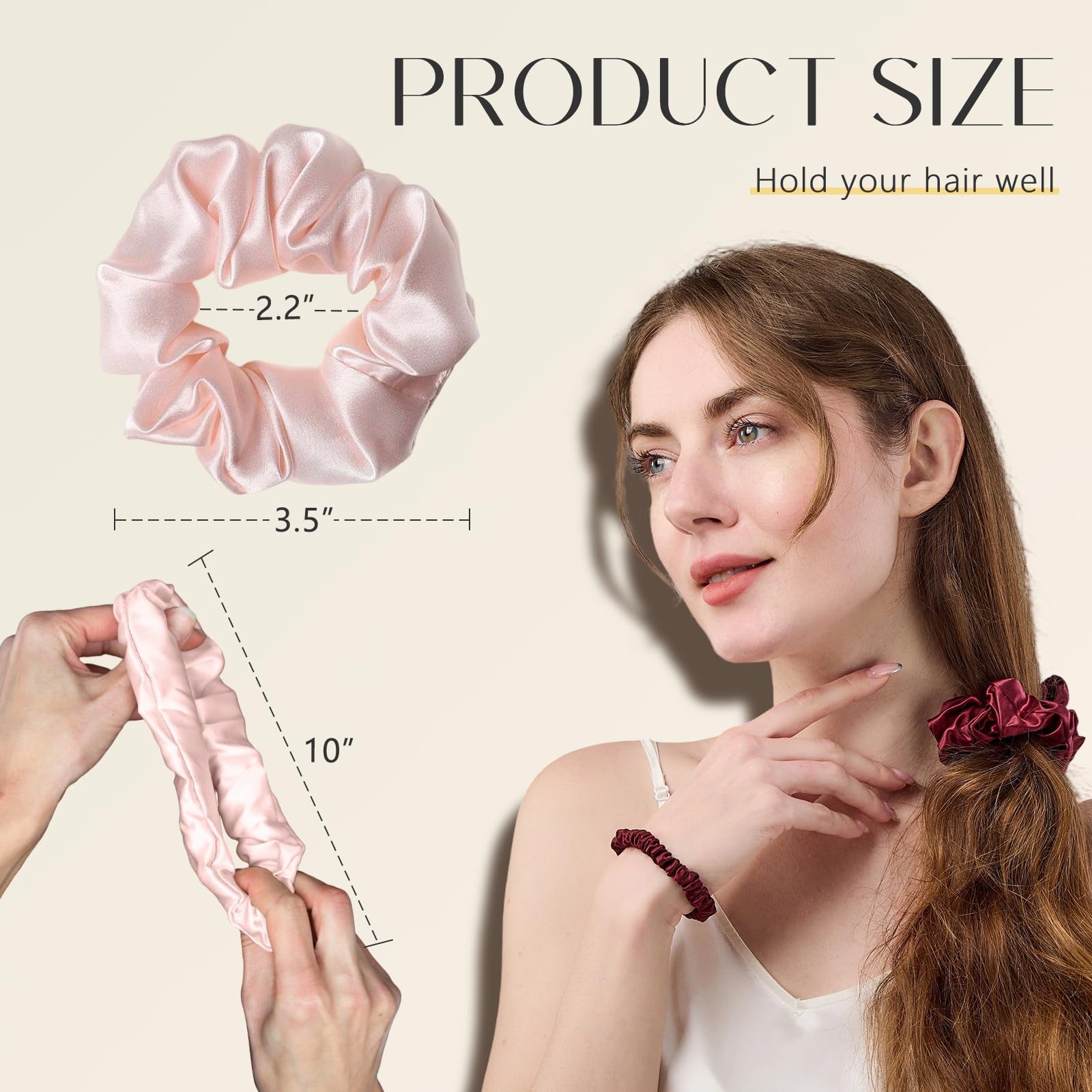 ZIMASILK silk hair scrunchies taupe protect moisture and minimize tug
