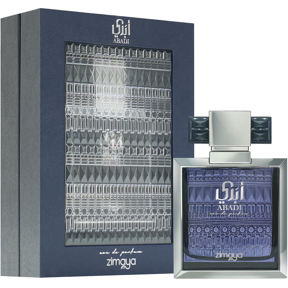 zimaya Abadi Opulent bottle close-up showcasing premium glass and refined detailing