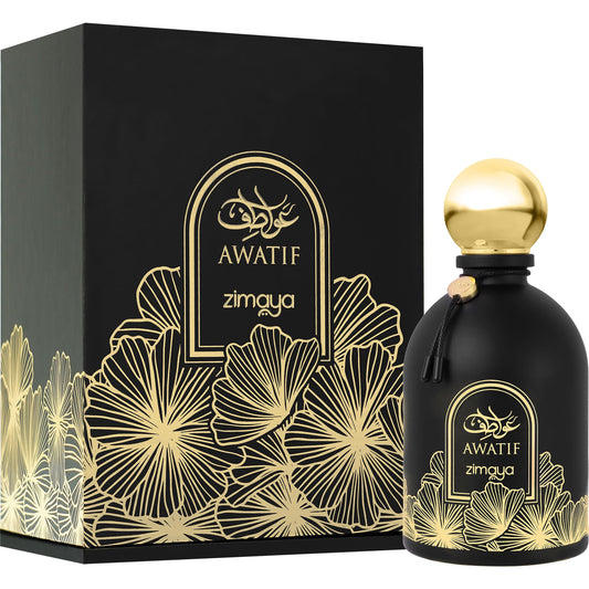 Zimaya Awatif heart notes featuring rose, ylang-ylang, and musk for a soft floral balance