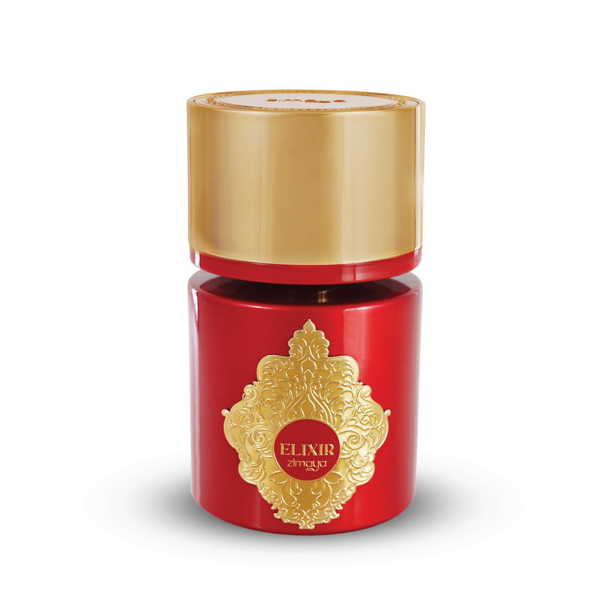 zimaya elixir red pour femme bottle closeup highlighting elegant design for daily glamour