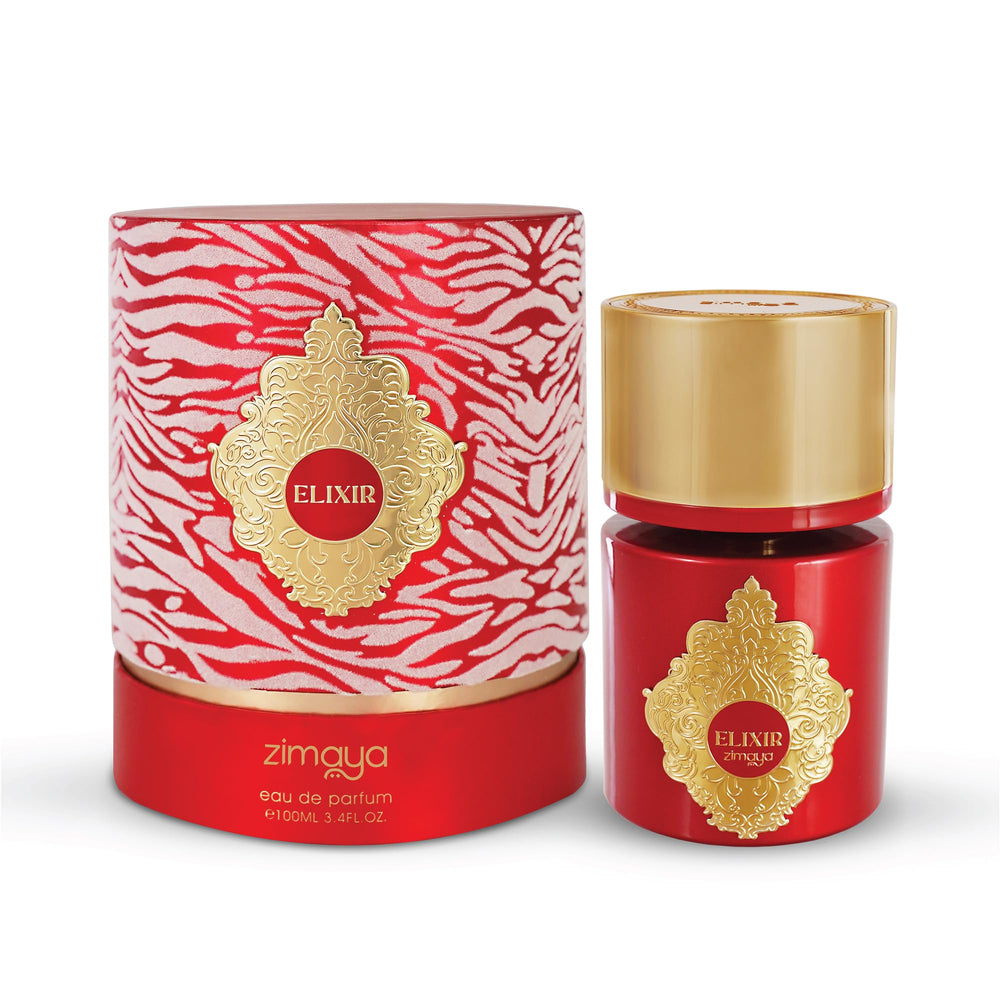 zimaya elixir red pour femme cap closeup emphasizes luxury scent for special occasions