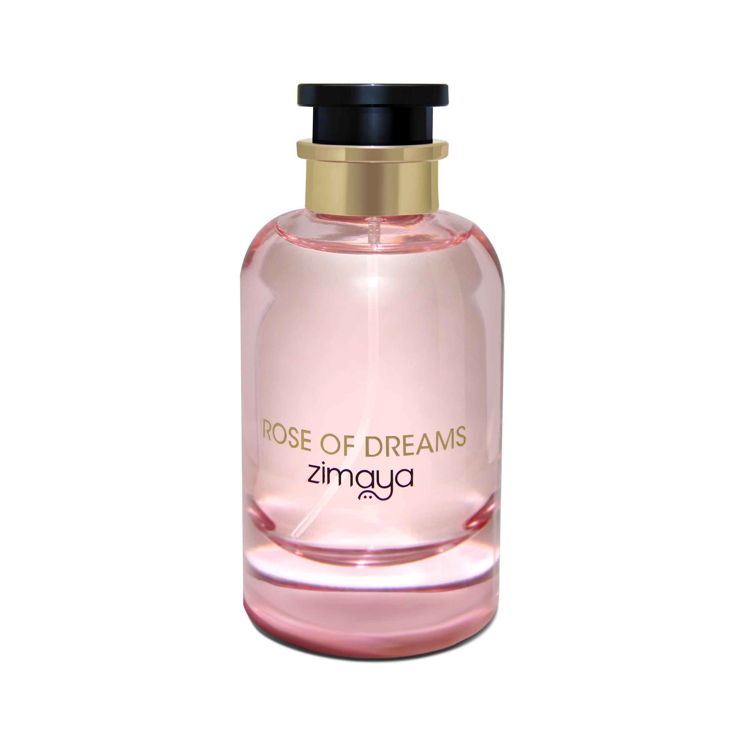 Zimaya Rose of Dreams bottle front view, elegant fragrance presentation for daily wear.