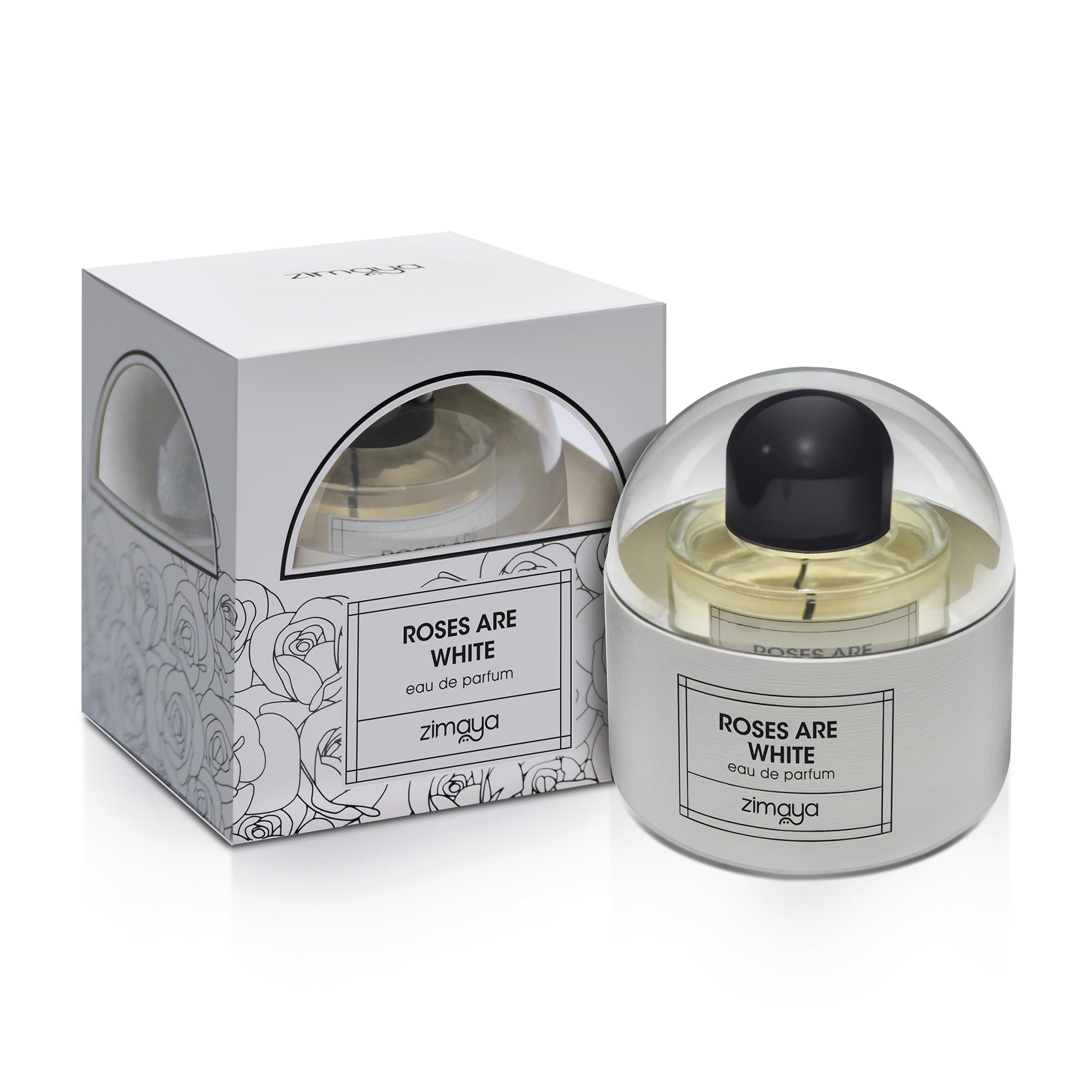 Zimaya Roses Are White perfume bottle with vibrant berry notes for men