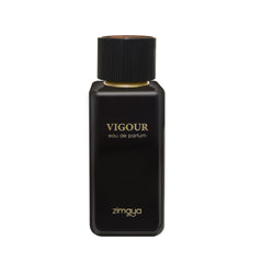 Zimaya Vigour Pour Homme bottle highlights bold, long-lasting aroma for daily wear.