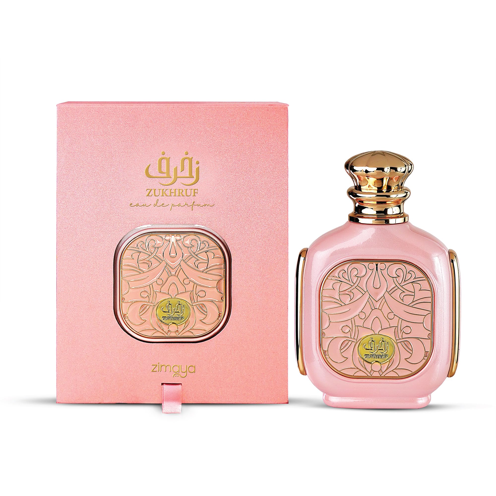 Zimaya Zukhruf Femme floral notes close-up emphasizing orchid and vanilla hints for a refined aroma.