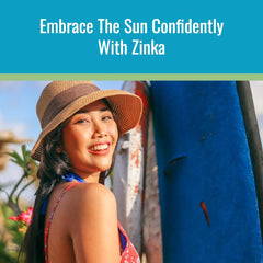 Zinka twist-up stick application close-up for face and ears with no mess.
