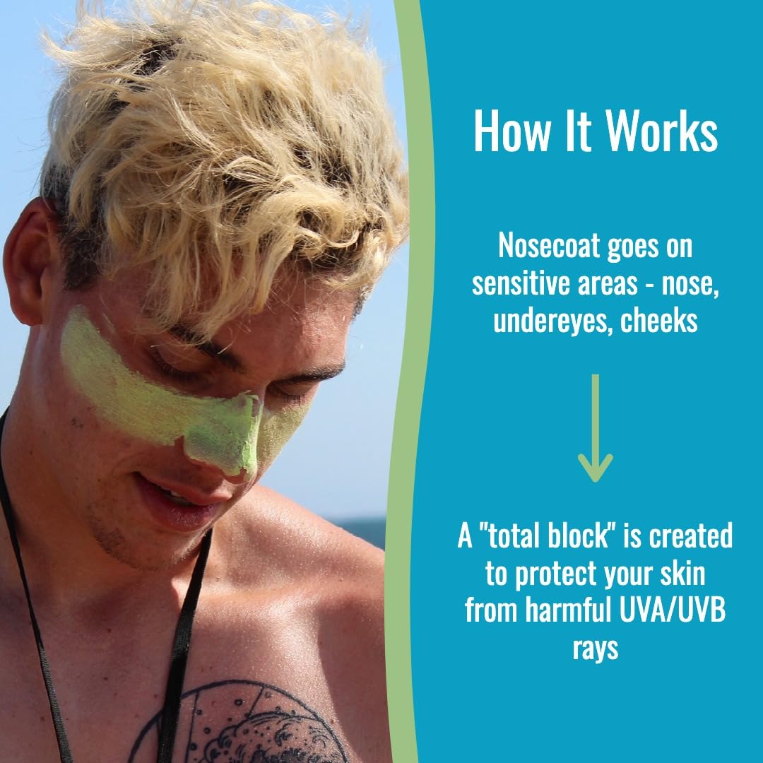 Zinka application on the nose bridge during sports, enduring wind and sweat.