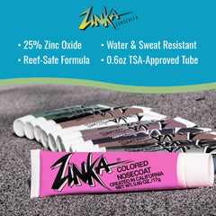 Close-up of pink Zinka on skin, offering long-lasting sun coverage for active days.