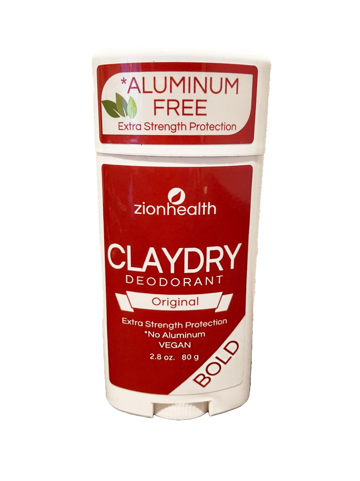 Zion Health Original Bold clay deodorant packaging shows all-day protection.