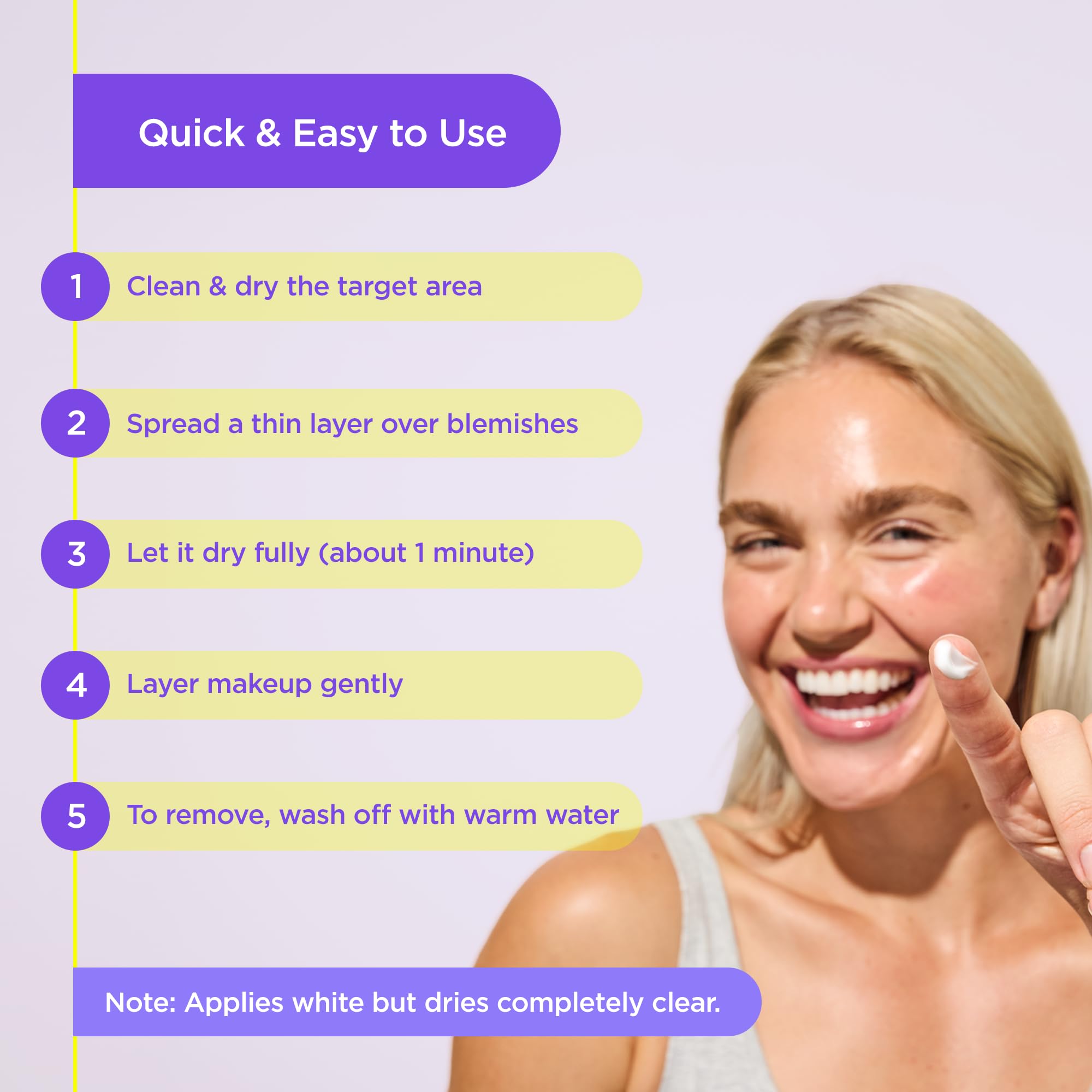 ZitSticka protective gel forms a barrier on blemish.