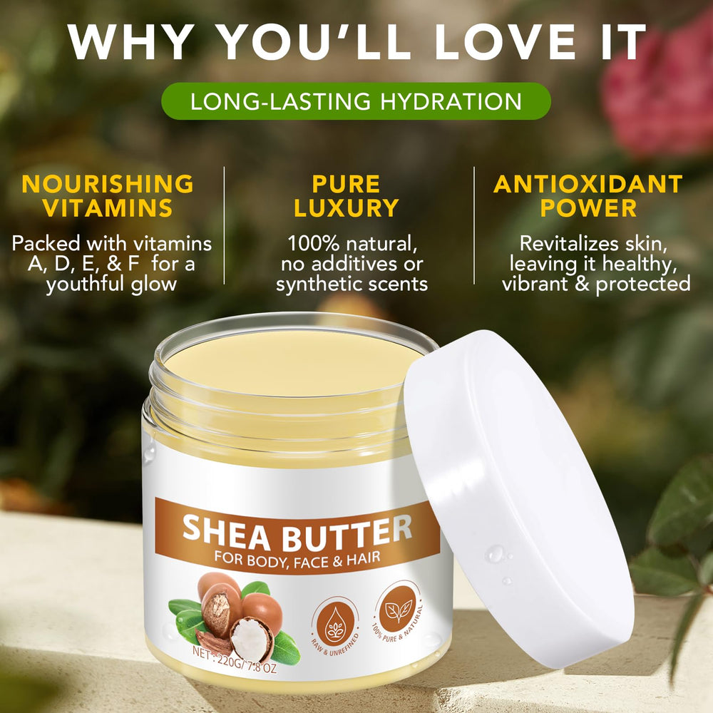 Skin nourishment with ZIXAOK shea butter, focusing on dry patches and rough areas.
