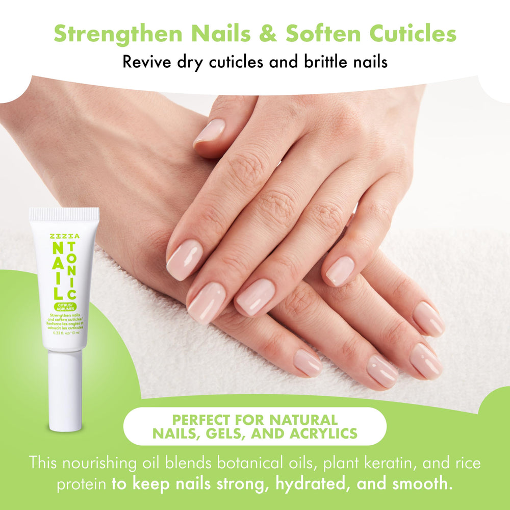 Zizia Botanicals Citrus Nail Tonic brush-on applicator for easy cuticle care on the go.
