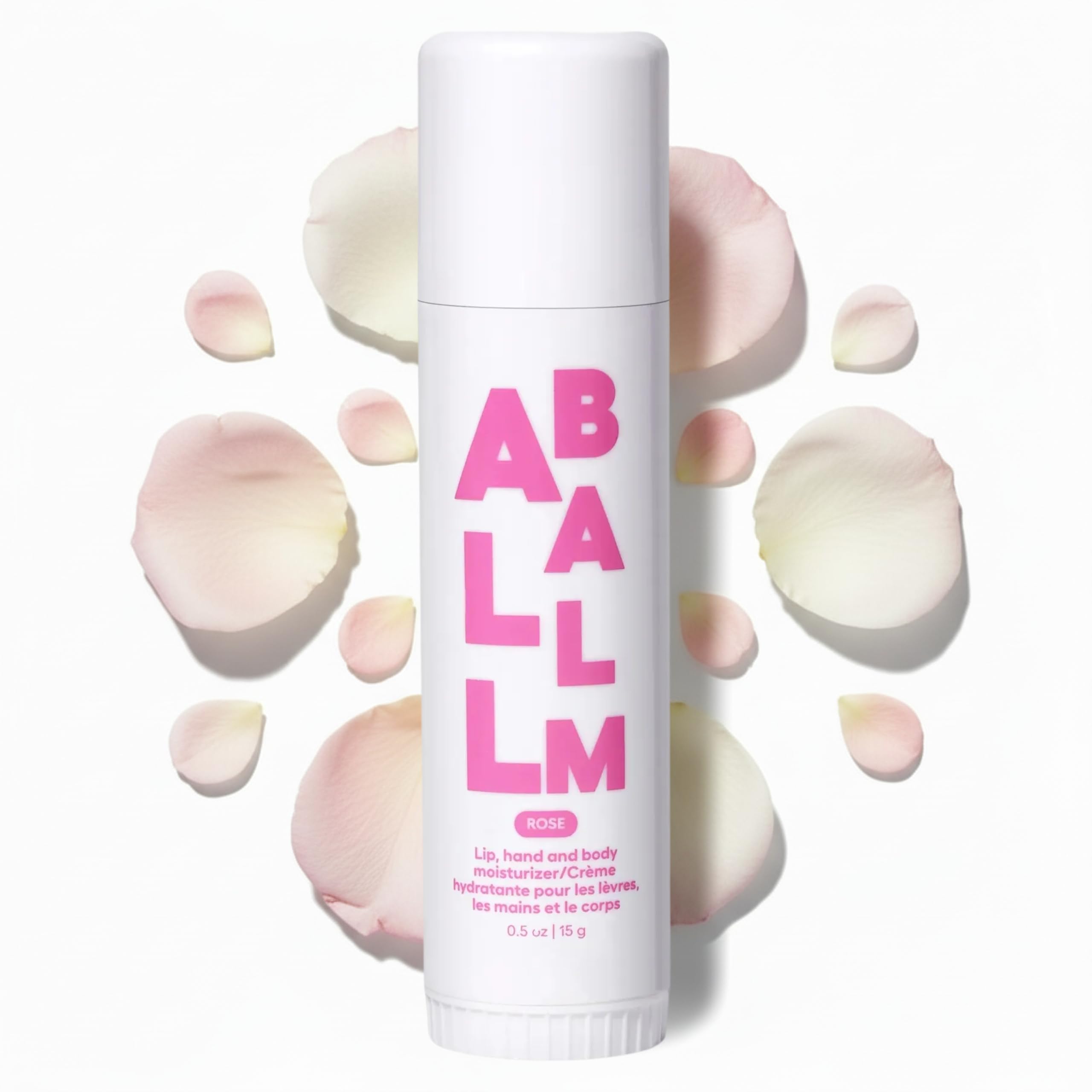 Zizia Botanicals Rose Multi All Balm Stick packaging shows compact travel size for on-the-go hydration.