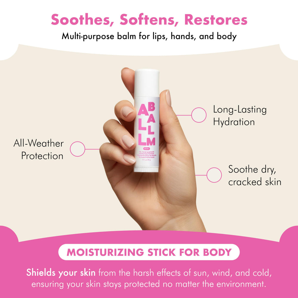 Zizia Botanicals Rose Multi All Balm Stick rose scent evokes calming vibes.