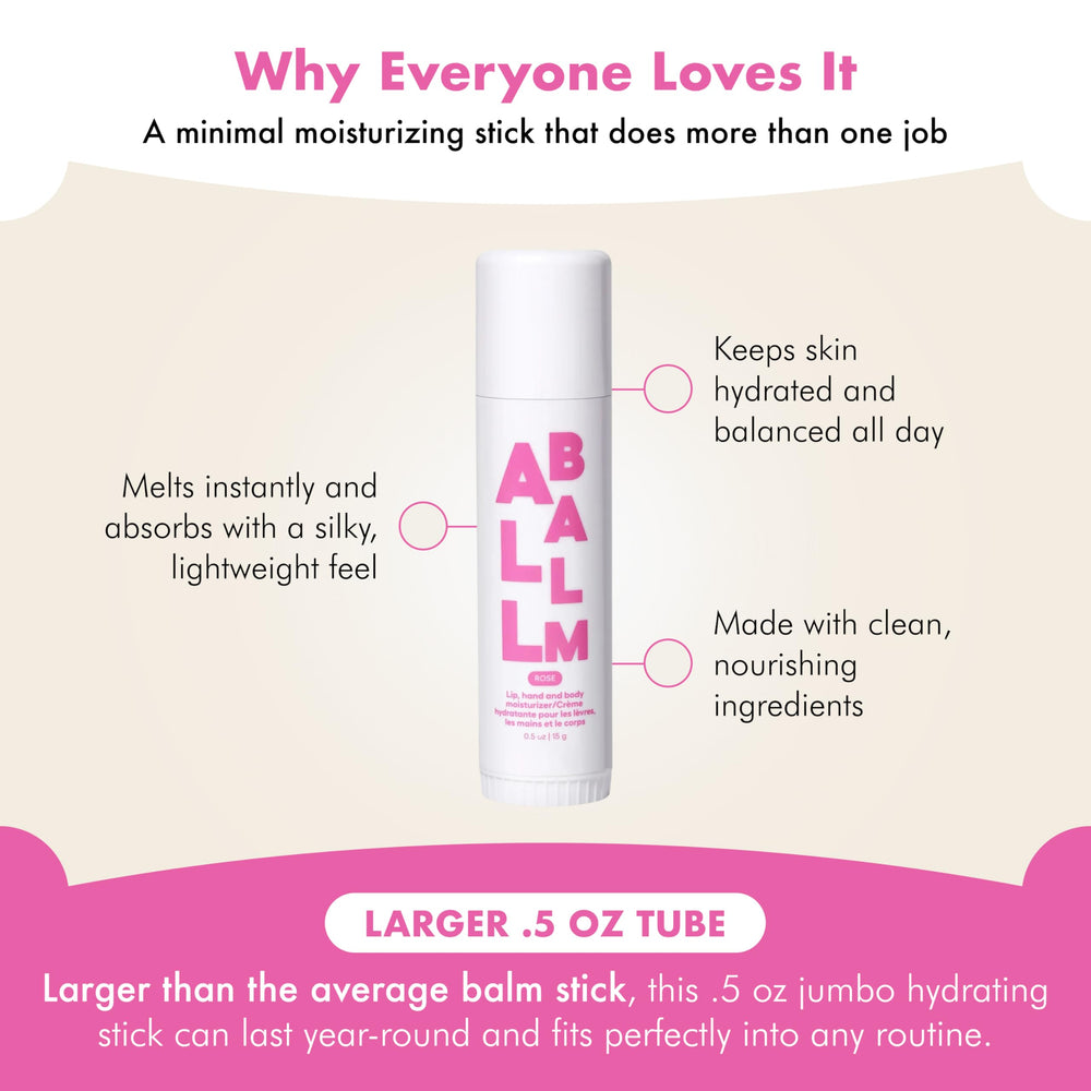Zizia Botanicals Rose Multi All Balm Stick close-up reveals smooth, creamy texture.