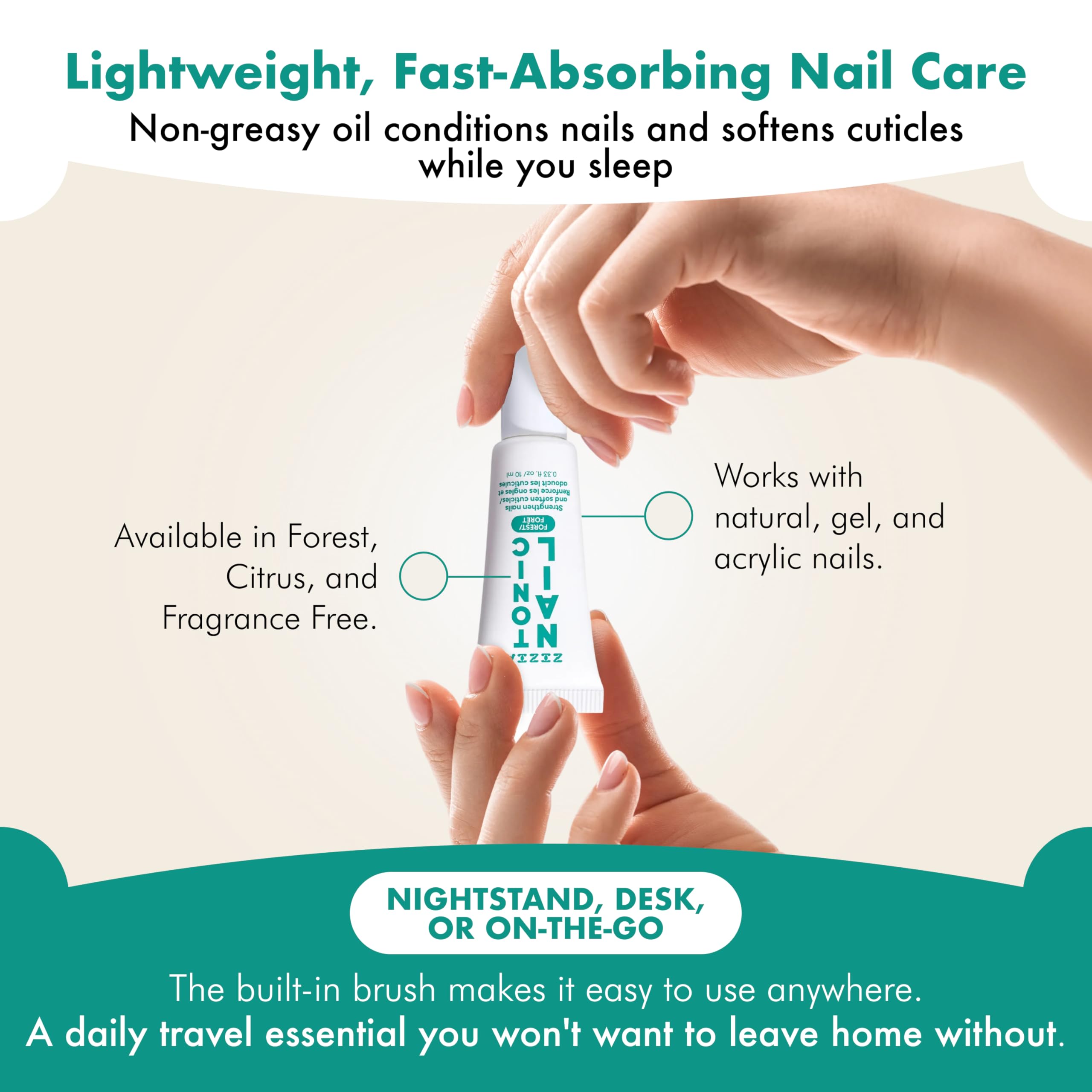 Zizia Forest Nail Tonic forest scent enhances a calming routine