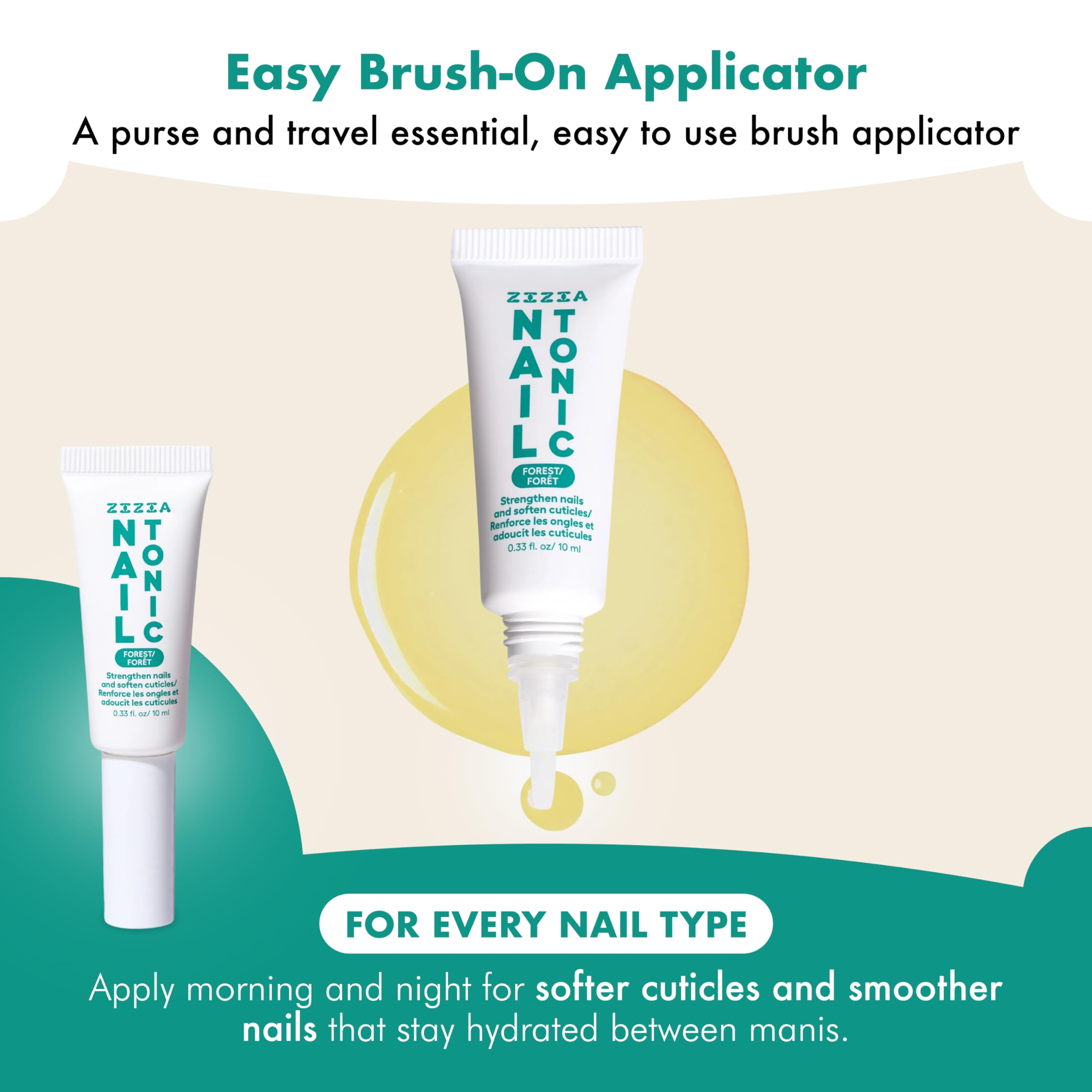 Zizia Forest Nail Tonic oil texture shows fast non-greasy absorption