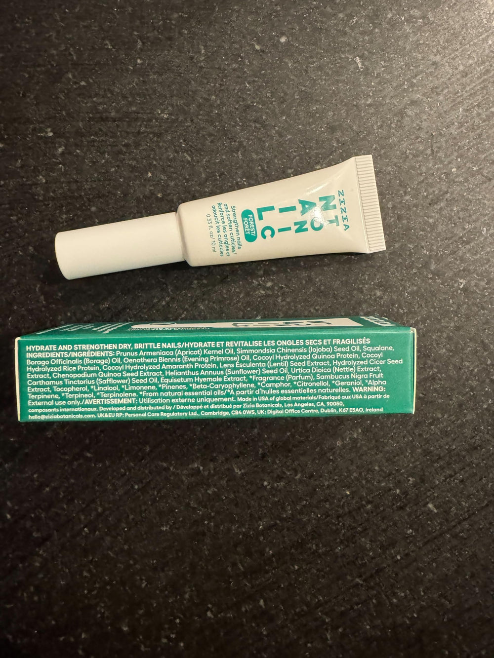 Zizia Forest Nail Tonic packaging promotes easy on-the-go care