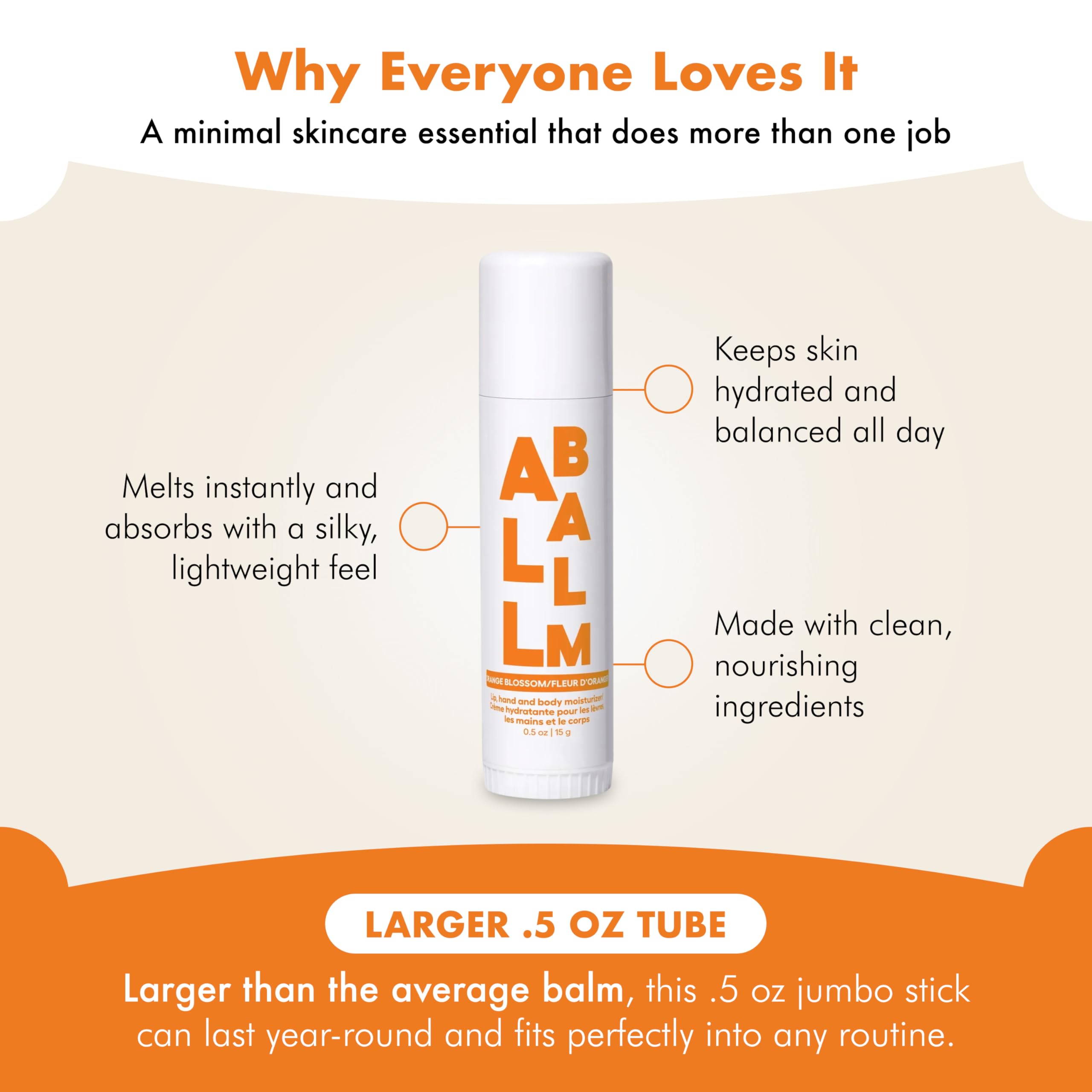 Zizia Orange Blossom Neroli Multi Balm Stick close-up texture highlights non-greasy hydration.