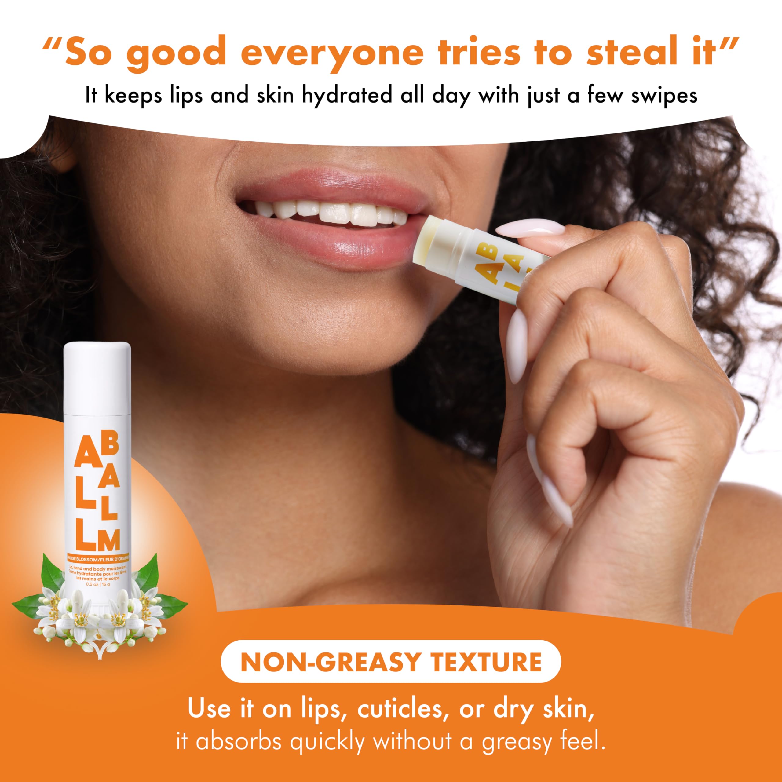 Zizia Orange Blossom Neroli Multi Balm Stick on hands demonstrates versatile moisturization.