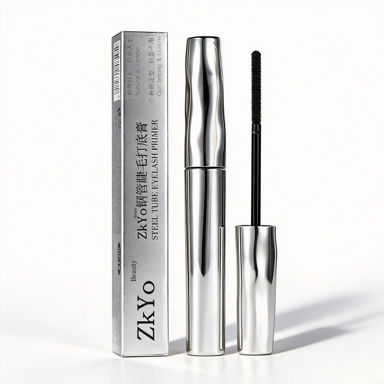 ZkYo Beauty steel-tube eyelash primer bottle for even coverage.