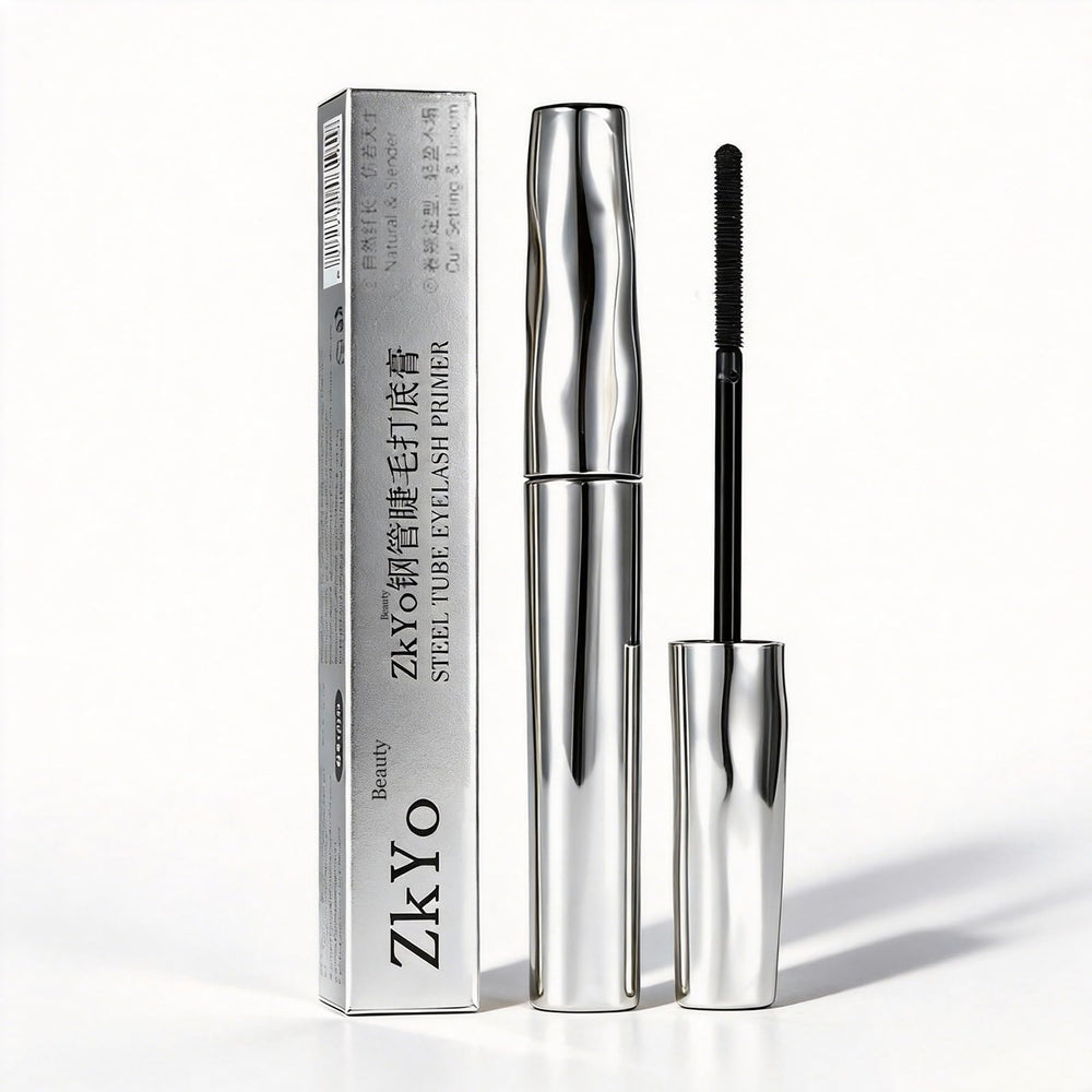 ZkYo Beauty steel-tube eyelash primer bottle for even coverage.