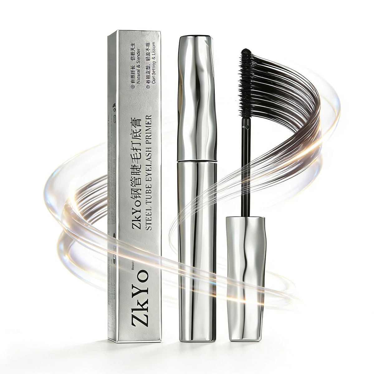 ZkYo Beauty steel-tube eyelash primer packaging keeps formula fresh and hygienic.