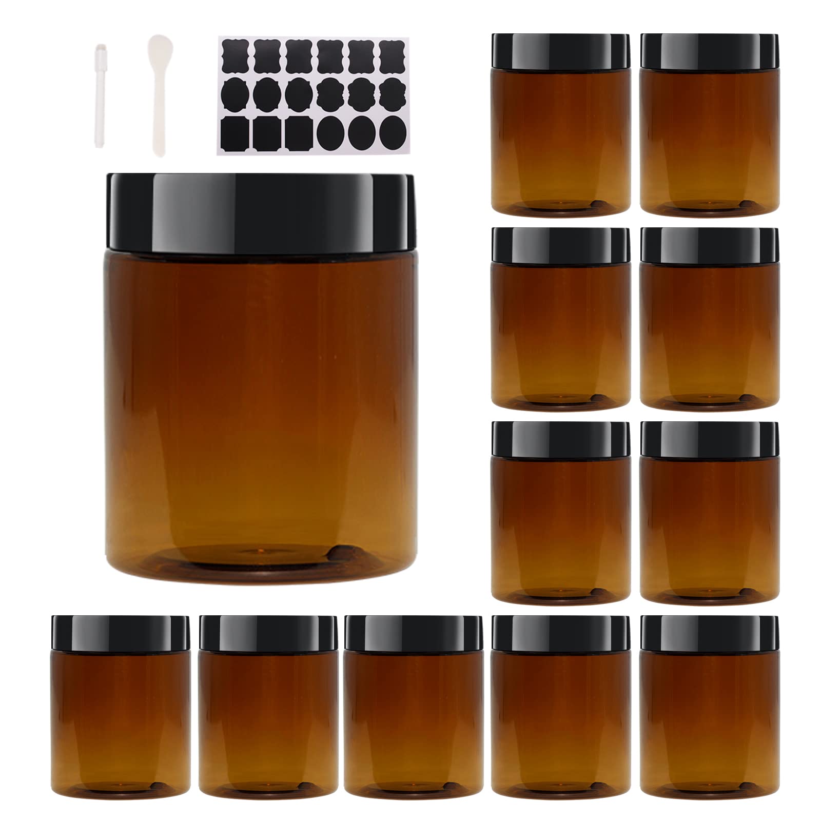 zmybcpack amber 8oz jar with black lid protects light-sensitive cosmetic blends
