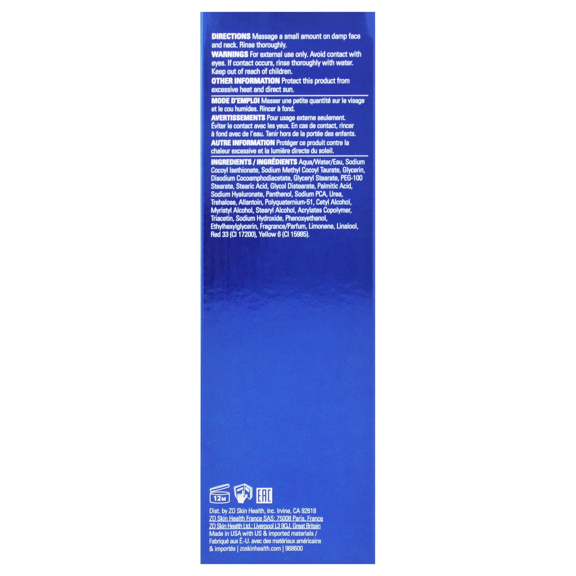 ZO Skin Health Hydrating Cleanser sulfate-free formula supports mild cleansing.