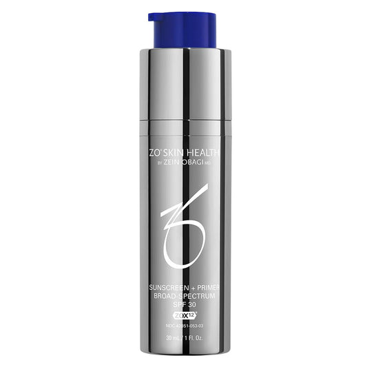 ZO Skin Health Sunscreen Primer bottle for daily protection and makeup prep.