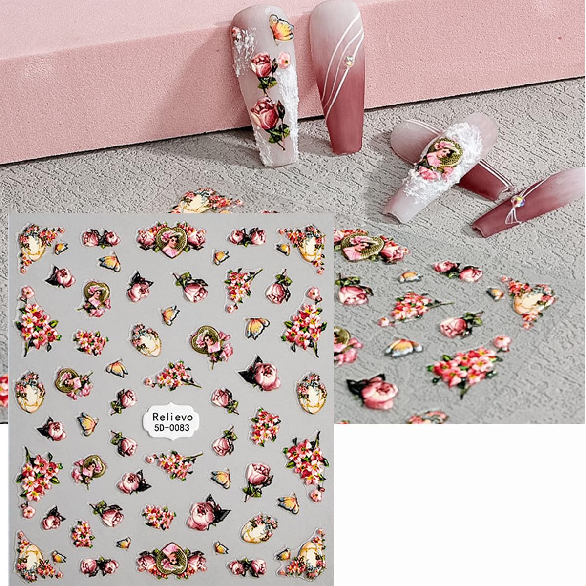 Zoance embossed angel nail stickers butterfly design for fast, stylish looks