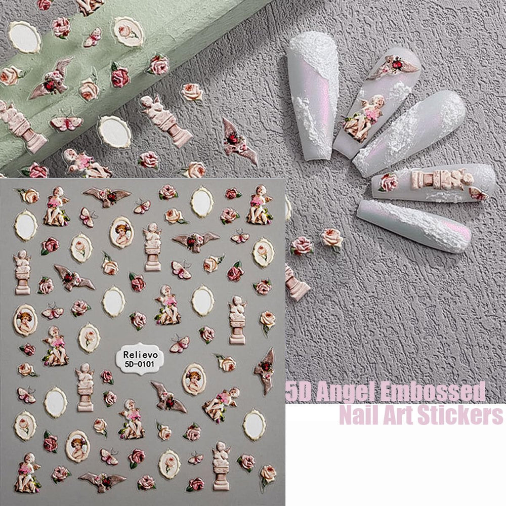 Zoance embossed angel nail stickers Virgin Mary design for refined manicure accents
