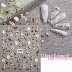 Zoance embossed angel nail stickers Virgin Mary design for refined manicure accents