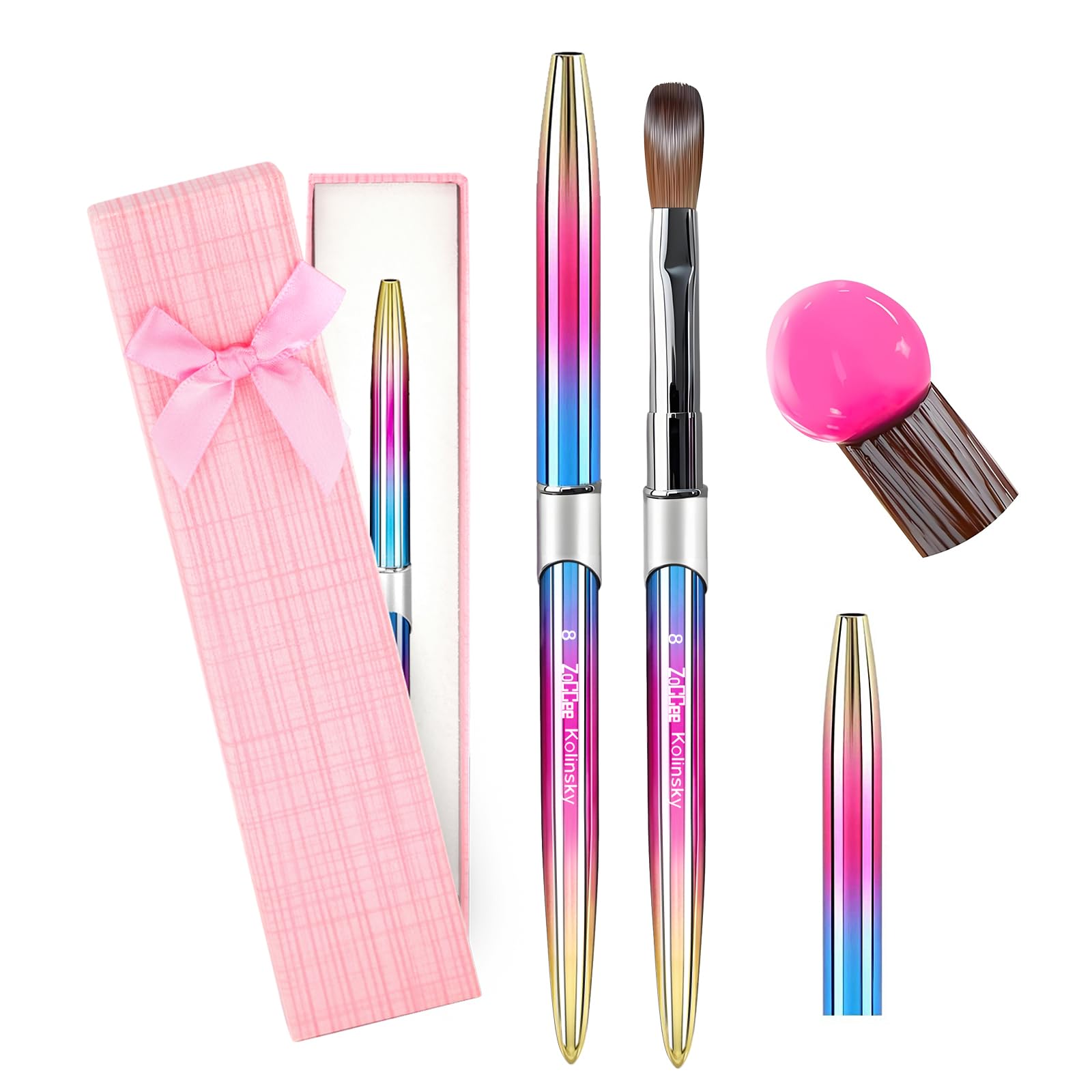ZOCcee acrylic nail brush with Kolinsky sable for precise bead control.