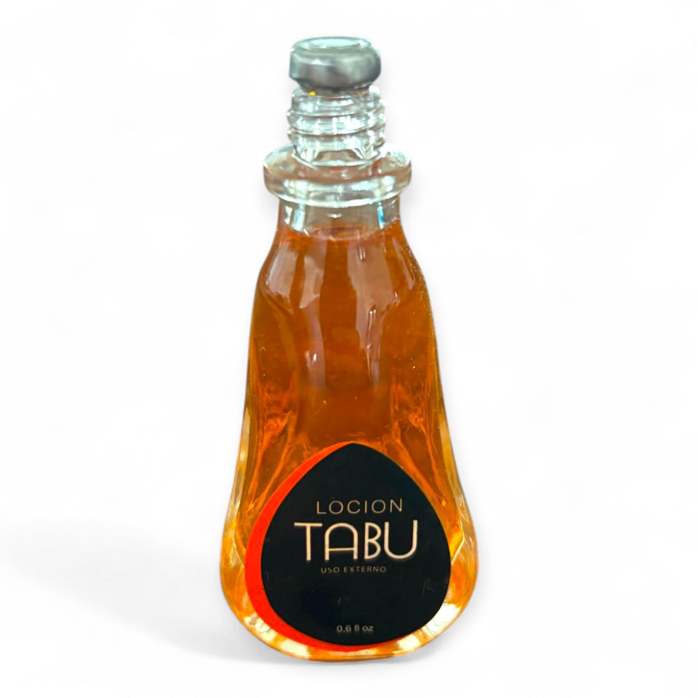 Close-up of embossed label on Tabu Dana lotion.