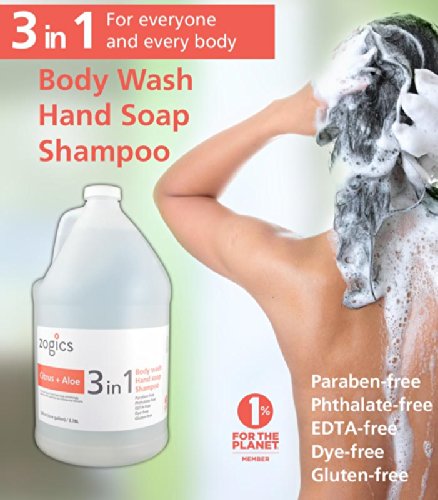 Zogics 3-in-1 label detail highlights dye-free and paraben-free formula