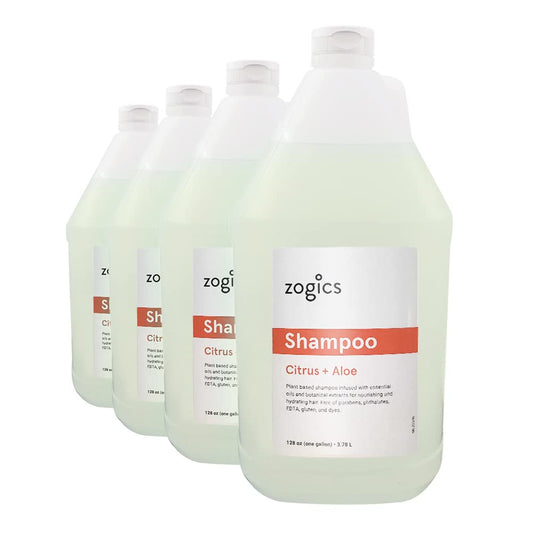 Zogics Citrus Aloe Shampoo bottle with refreshing scent for daily cleansing.